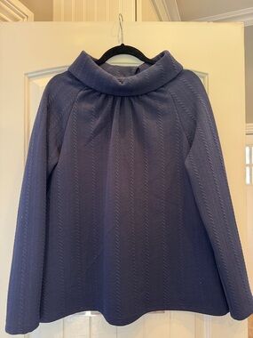 Cowl Neck Sweater in Navy Blue - Gold buttons down the back - Size L